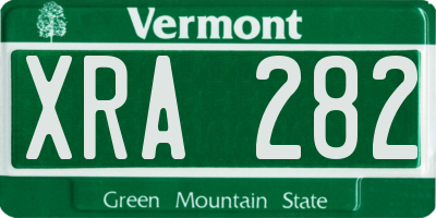 VT license plate XRA282