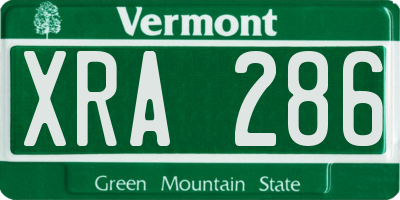 VT license plate XRA286