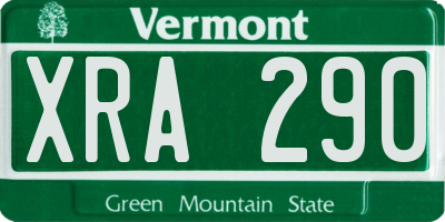 VT license plate XRA290