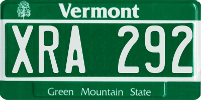 VT license plate XRA292