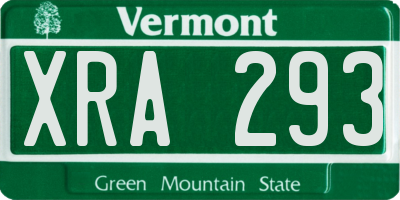VT license plate XRA293