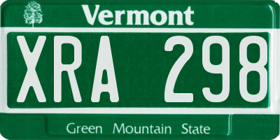 VT license plate XRA298
