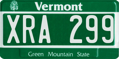 VT license plate XRA299