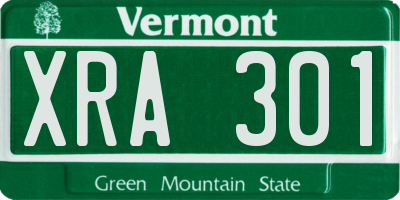 VT license plate XRA301