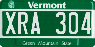 VT license plate XRA304