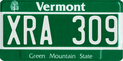 VT license plate XRA309