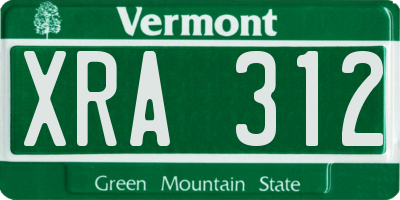 VT license plate XRA312