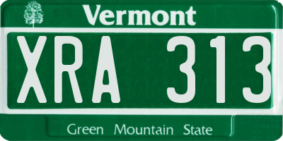VT license plate XRA313