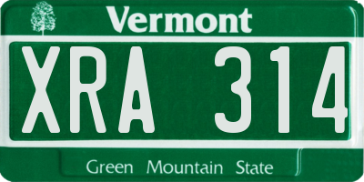 VT license plate XRA314