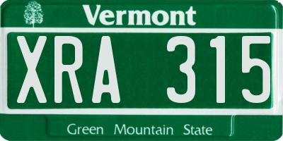 VT license plate XRA315