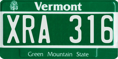 VT license plate XRA316