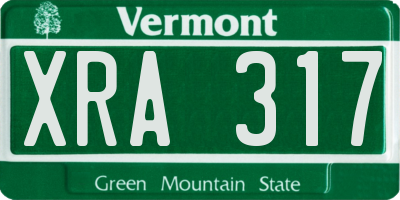 VT license plate XRA317