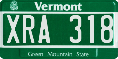 VT license plate XRA318