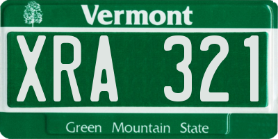 VT license plate XRA321