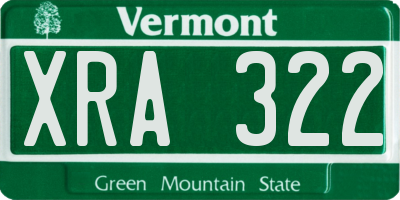 VT license plate XRA322