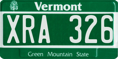VT license plate XRA326