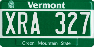 VT license plate XRA327