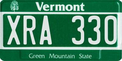 VT license plate XRA330