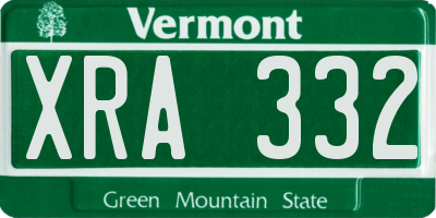 VT license plate XRA332