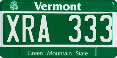 VT license plate XRA333