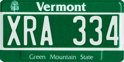 VT license plate XRA334