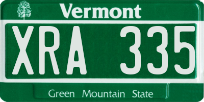 VT license plate XRA335
