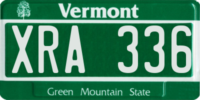 VT license plate XRA336