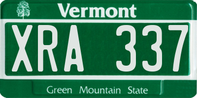 VT license plate XRA337