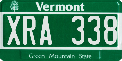 VT license plate XRA338