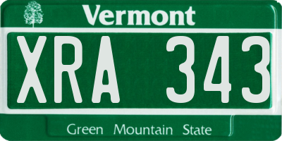 VT license plate XRA343