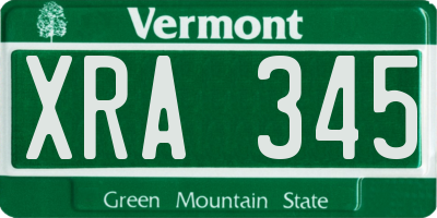 VT license plate XRA345