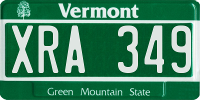 VT license plate XRA349