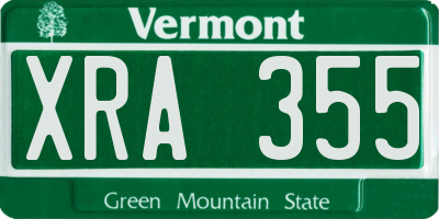 VT license plate XRA355