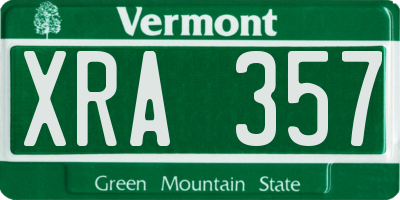 VT license plate XRA357