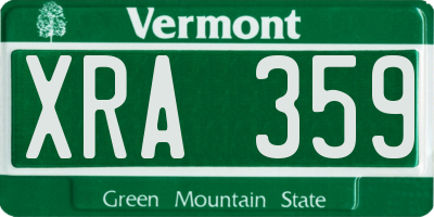 VT license plate XRA359