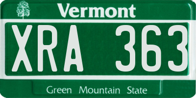 VT license plate XRA363