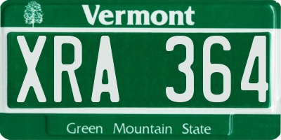 VT license plate XRA364