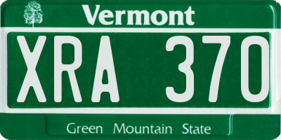 VT license plate XRA370