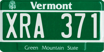 VT license plate XRA371