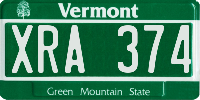 VT license plate XRA374