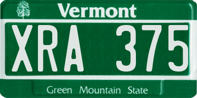 VT license plate XRA375