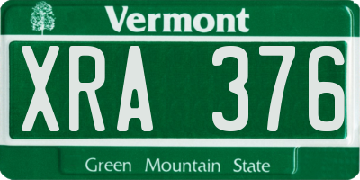 VT license plate XRA376