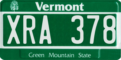 VT license plate XRA378