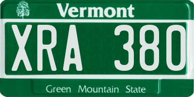 VT license plate XRA380