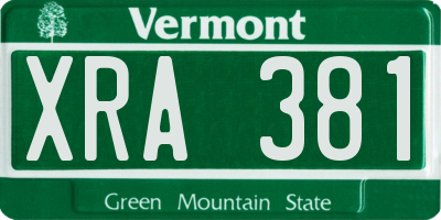 VT license plate XRA381
