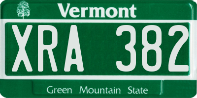 VT license plate XRA382