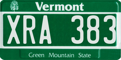 VT license plate XRA383