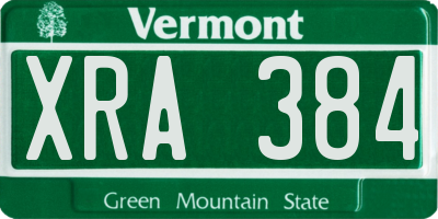 VT license plate XRA384