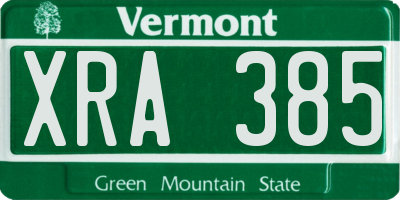 VT license plate XRA385