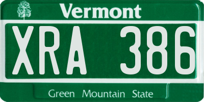 VT license plate XRA386